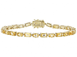Yellow Brazilian Citrine 18k Yellow Gold Over Sterling Silver Tennis Bracelet 12.79ctw