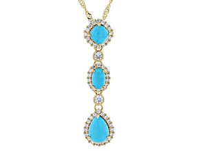 Blue Sleeping Beauty Turquoise 18k Yellow Gold Over Silver Pendant With Chain 0.54ctw