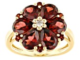 Red Garnet With White Zircon 18k Yellow Gold Over Sterling Silver Ring 4.98ctw - WIG773