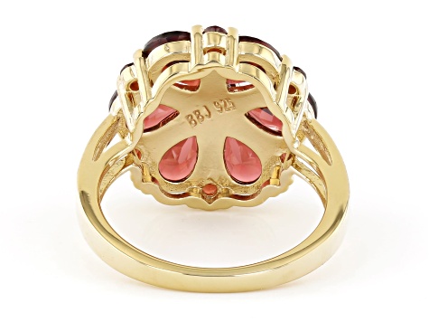 Red Garnet With White Zircon 18k Yellow Gold Over Sterling Silver Ring 4.98ctw - WIG773