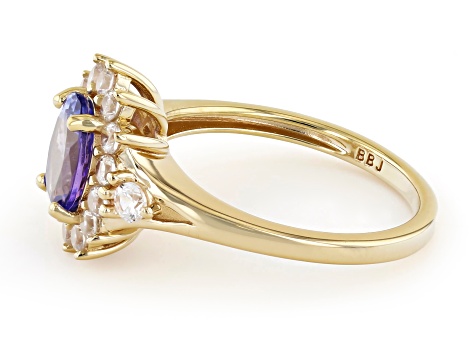 Blue Tanzanite With White Zircon 18k Gold Over Sterling Silver