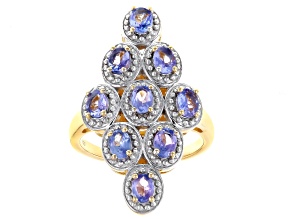 Blue Tanzanite 18k Yellow Gold Over Sterling Silver Ring 1.37ctw