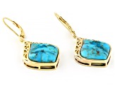 Blue Composite Turquoise 18k Yellow Gold Over Sterling Silver Earrings