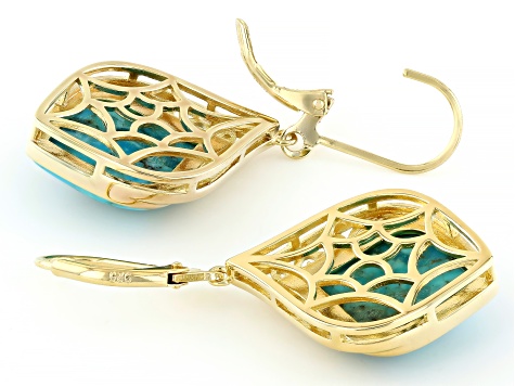 Blue Composite Turquoise 18k Yellow Gold Over Sterling Silver Earrings