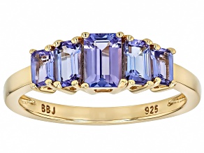 Blue Tanzanite 18k Yellow Gold Over Sterling Silver Ring 1.33ctw