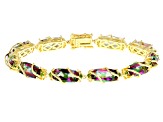 Multi-Color Quartz With Chrome Diopside 18k Yellow Gold Over Sterling Silver Bracelet 17.90ctw