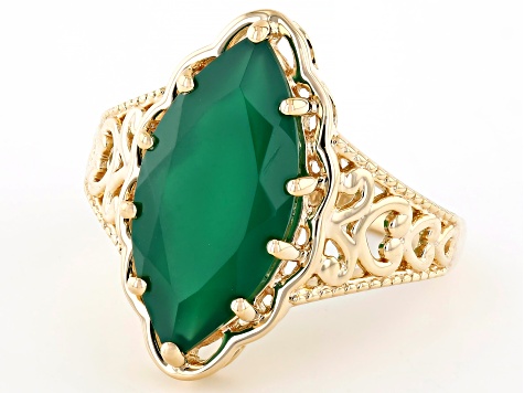 Green Onyx 18k Yellow Gold Over Sterling Silver Solitaire Ring