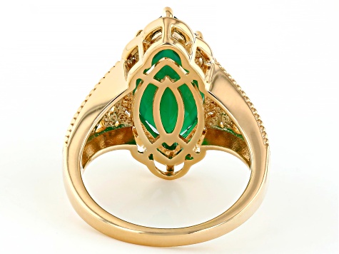 Green Onyx 18k Yellow Gold Over Silver Pendant With Chain