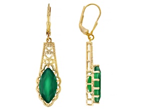 Green Onyx 18k Yellow Gold Over Sterling Silver Earrings