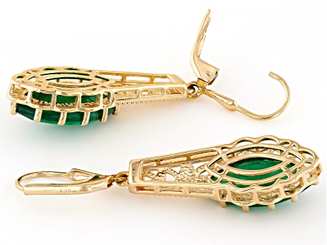 Green Onyx 18k Yellow Gold Over Sterling Silver Earrings