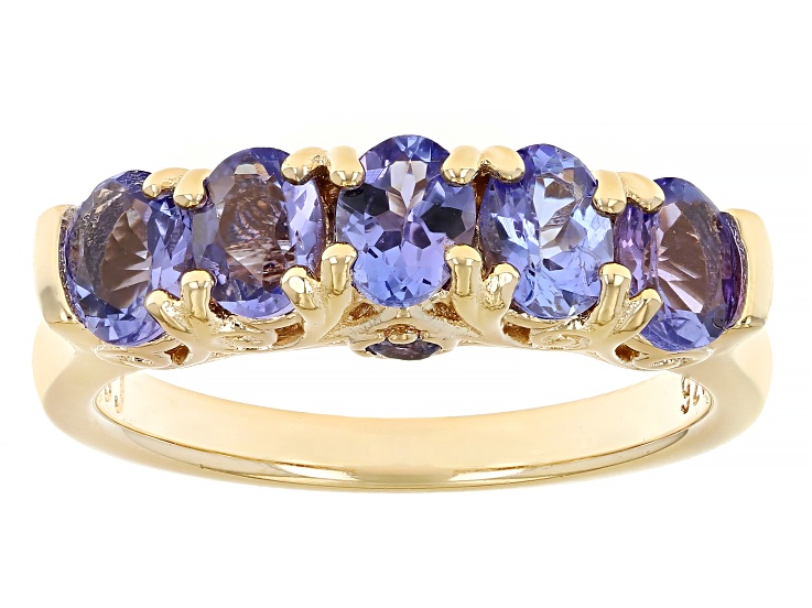 Blue Tanzanite 18k Yellow Gold Over Sterling Silver Ring