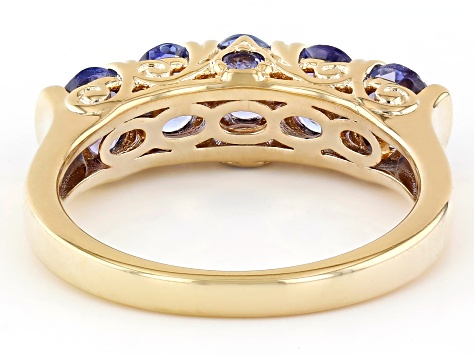 Blue Tanzanite 18k Yellow Gold Over Sterling Silver Ring