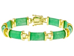 Green Jadeite 18k Yellow Gold Over Sterling Silver Pendant With Chain