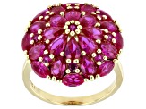 Red Lab Created Ruby 18k Yellow Gold Over Sterling Silver Ring 4.04ctw