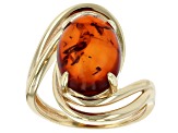 Amber 18k Yellow Gold Over Sterling Silver Ring