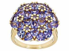 Tanzanite 18k Yellow Gold Over Sterling Silver Ring 5.34ctw