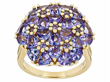 Picture of Tanzanite 18k Yellow Gold Over Sterling Silver Ring 5.34ctw