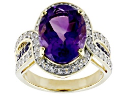 African Amethyst 18k Yellow Gold Over Sterling Silver Clip On Earrings 2.41ctw