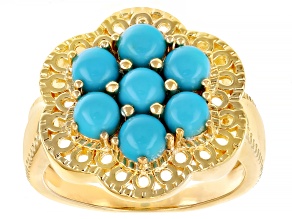 Sleeping Beauty Turquoise 18k Yellow Gold Over Sterling Silver Ring