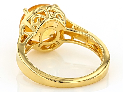 Yellow Citrine 18k Yellow Gold Over Sterling Silver Ring