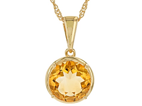 Citrine 18k Yellow Gold Over Sterling Silver Pendant With Chain 2.70ct