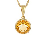 Citrine 18k Yellow Gold Over Sterling Silver Pendant With Chain 2.70ct