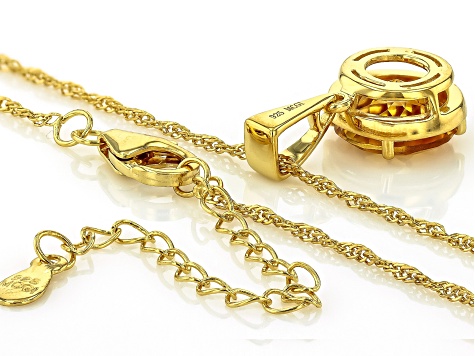 Citrine 18k Yellow Gold Over Sterling Silver Pendant With Chain 2.70ct