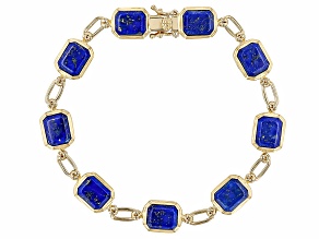 Lapis Lazuli 18k Yellow Gold Over Sterling Silver 
Tennis Bracelet