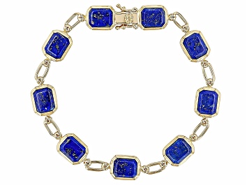 Picture of Lapis Lazuli 18k Yellow Gold Over Sterling Silver 
Tennis Bracelet