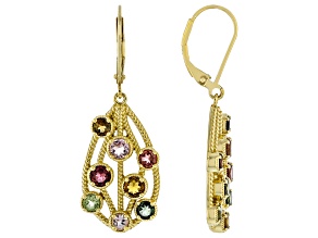 Multi Color Tourmaline 18k Yellow Gold Over Sterling Silver Earrings 1.98ctw