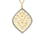 Ethiopian Opal With White Zircon 18k Yellow Gold Over Sterling Silver Pendant With Chain 0.17ctw