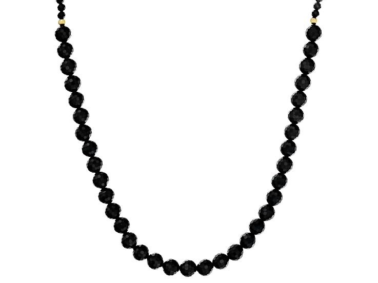 Black Spinel 18K Yellow Gold Over Sterling Silver Graduated Necklace 87.00ctw