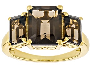 Smoky Quartz 18k Yellow Gold Over Sterling Silver Ring 4.30ctw