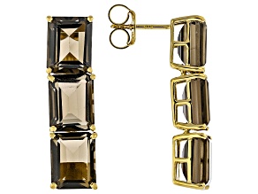 Smoky Quartz 18k Yellow Gold Over Sterling Silver Earrings 17.28ctw