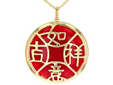 Red Jadeite 18k Yellow Gold Over Sterling Silver Pendant With Chain