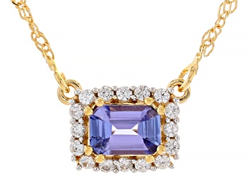 Picture of Tanzanite With White Zircon 18k Yellow Gold Over Sterling Silver Necklace 1.19ctw