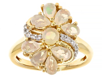 Picture of Ethiopian Opal 18k Yellow Gold Over Sterling Silver Ring 1.19ctw