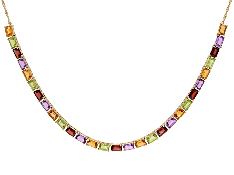 Multi Gemstone 18k Yellow Gold Over Sterling Silver Necklace 17.35ctw