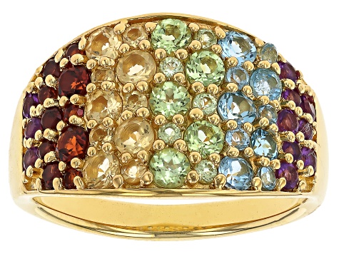 Multi Gemstone 18k Yellow Gold Over Sterling Silver Ring 1.79ctw