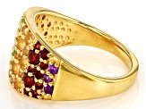 Multi Gemstone 18k Yellow Gold Over Sterling Silver Ring 1.79ctw