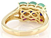 Mahaleo(R)Ruby, Mahaleo(R)Sapphire, Emerald & White Zircon 18k Yellow Gold Over Silver Ring 1.92ctw