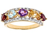 Multi Gemstone 18k Yellow Gold Over Sterliing Silver Ring 1.71ctw