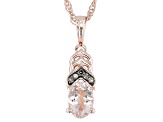 Morganite With Champagne Diamond 18k Rose Gold Over Sterling Silver Pendant With Chain 0.65ctw