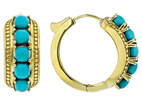 Blue Sleeping Beauty Turquoise 18k Yellow Gold Over Sterling Silver Earrings