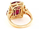 Lab Created Ruby With White Zircon 18k Yellow Gold Over Sterling Silver Ring 8.33ctw