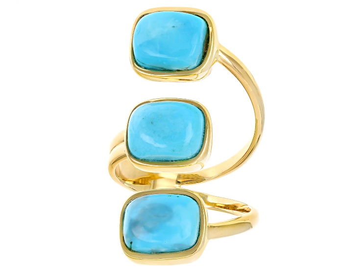Blue Kingman Turquoise 18k Yellow Gold Over Sterling Silver