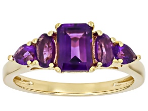 African Amethyst 18k Yellow Gold Over Sterling Silver Ring 1.51ctw