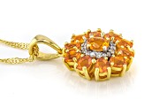 Orange Fire Opal With White Zircon 18k Yellow Gold Over Sterling Silver Pendant With Chain 1.19ctw