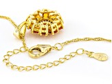 Orange Fire Opal With White Zircon 18k Yellow Gold Over Sterling Silver Pendant With Chain 1.19ctw