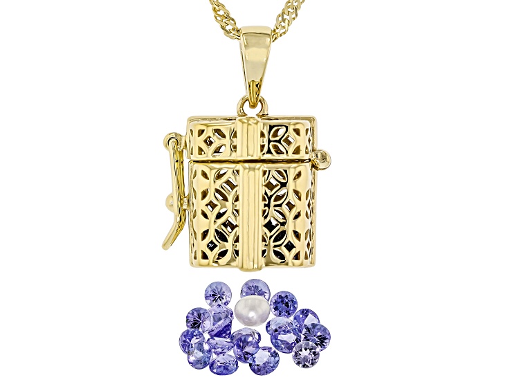 taquanani Tanzanite 18k Yellow Gold Over Sterling Silver Prayer Box